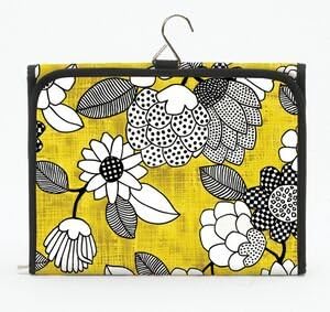 Joann Marrie Designs HCBYBF Hanging Cosmetic Bag - Yellow &amp; Black Floral