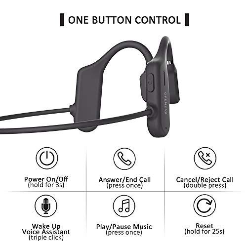 ALOVA Bluetooth Headphones with Mic, Open Ear Headphones Bluetooth 5.0 Sport Headset Waterproof IPX5 Ultra-Lightweight 18 Grams 6D Sound HD Phone Call