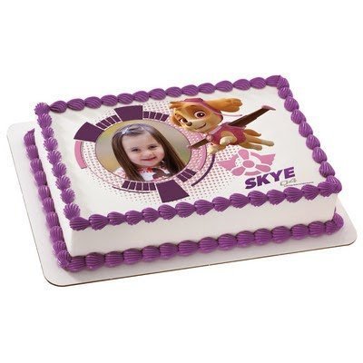 1/4 Sheet Cake - Paw Patrol Skye - Edible Photo Frame Cake Topper - D18731 by DecoPac