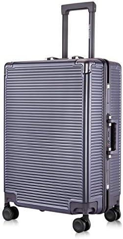 High-Capacity Luggage, Hardside Suitcase ABS+PC Aluminum Frame, Business Travel Carry on, with Mute Rolling Wheels Two Locks, Grey, 24โ