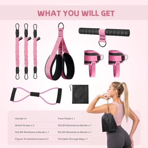 Set of Resistance Bands, Elastic Bands for Pedal and Handles, Ankle Pulleys Gym, Elastic Bands for Figure 8, Fitness Elastic Band for Abs at Home