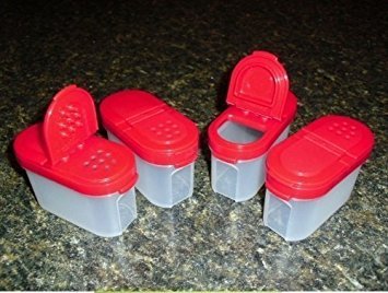 Tupperware Small Spice Shaker (4)pc Set Sheer with Red Seals - //coolthings.us