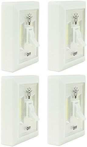 Geek Lights Mini COB LED Cordless Light Switch, Battery Operated, LED Night light, Under Cabinet, Shelf, Closet, Nightlight &amp; Kitchen, RV &amp; Boat, 4 Count, Batteries Included