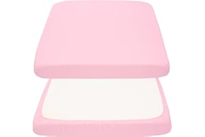 Cloele Square Playard/Playpen Stretch Fitted Sheets Perfect for 36 X 36 Portable Playard Mattresses - Square Pack and Play Crib Sheets - Ultra Soft Polyester Pink Fitted Playpen Sheet for Baby Girls