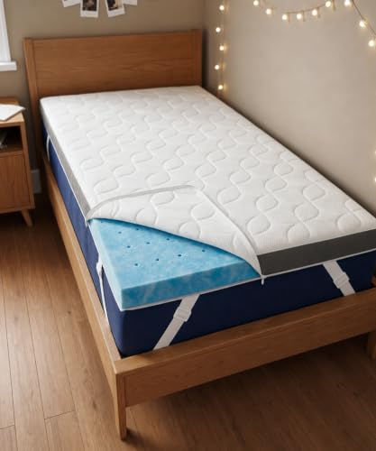Mattress Topper - 3 Inch Memory Foam Mattress Topper with Cooling Cover for College Dorm - Plush, Thick & Comfy, Pain & Pressure Relief - Twin XL Size Mattress Pad w/Straps & Removable Washable Cover