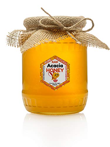 Miele grezzo | 22 kg | Miele di acacia in barattoli di vetro | 20 x 1,1 kg | Assolutamente puro, crudo, naturale, non pastorizzato | Fresco 2020 | Prodotto da api |