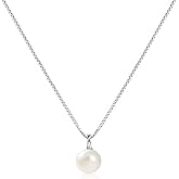 Trendlooks Single Pearl Necklace Freshwater Pearl Pendant 925 Sterling Silver with 14K Gold Necklaces Gift for Women