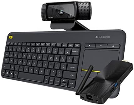 Azulle Access Plus 4GB/32GB Fanless Windows 10 Mini PC Stick, Logitech K400 Plus Keyboard and HD Pro Webcam C920 (Bundle)