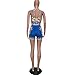 Recious Womens Sexy 2 Pieces Floral Printed Bandage Crop Tops Bodycon Shorts Party Clubwear Outfit Tracksuit Set