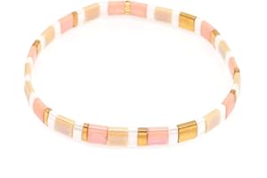 Sonateomber Tila Flat Beaded Stretch Bracelets for Women Colorful Beads Stack Bracelet