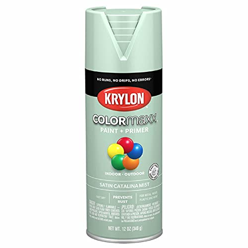 Krylon K05561007 COLORmaxx Spray Paint and Primer for Indoor/Outdoor Use, Satin Catalina Mist