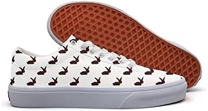 Black And White Bunny Men's Canvas Low Top Sneaker Casual Shoes