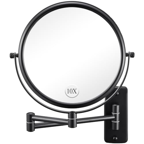 Wall Mounted Makeup Mirror - 1X/10X Magnifying Mirror for Wall, 8 Inch