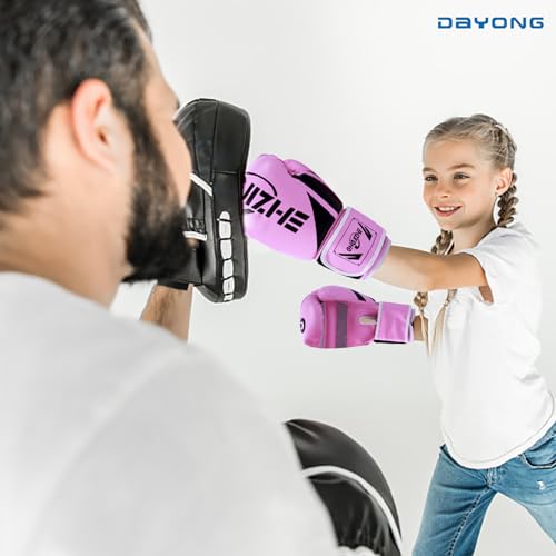 DAYONG Kids Boxing Gloves, PU Boxing Training Gloves, 3-9 Years Boys and Girls Punching Gloves for Kickboxing Sanda Training