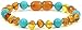 Baltic Amber Teething Bracelet / Anklet {0056} Mixed with Turquoise Beads - 5.5 inches - Amber Jewelry - Hand-Made from Natural Baltic Amber Beads (5.5 inches (14 cm), Cognac / Turquoise (Green))