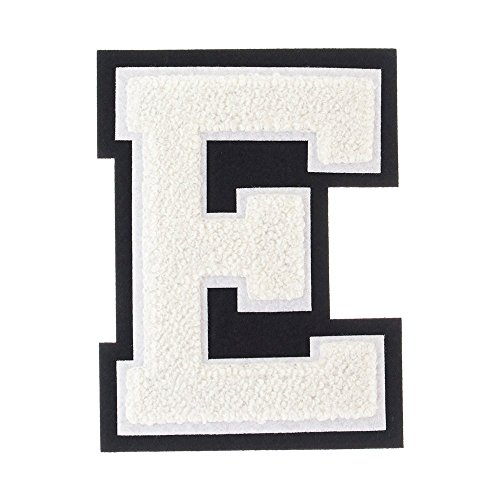 H - White on Black - 4 1/2 Inch Heat Seal/Sew On Chenille Varsity Letter
