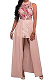 Dokotoo Womens High Neck Sleeveless Embroidery Evening Romper Maxi Long Dresses