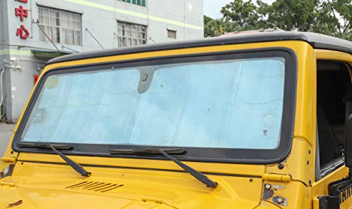 Hgcar Windshield Sunshade Sun Shade Heat Shield Sun Visor Mat for Jeep Wrangler TJ JK 1997-2017 - Thumbnail 2