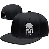 Tijeyi Flat Bill Hats for Men Snapback Skull Hats Black Hat for Teen Boys Skateboard Hats Baseball Cap