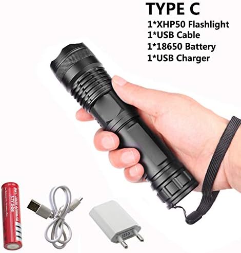 30000 Lumens Lamp Xhp50.2 Most Powerful Flashlight Usb Zoom Torch Xhp50 18650 Or 26650 Rechargeable Battery Hunting,Type C
