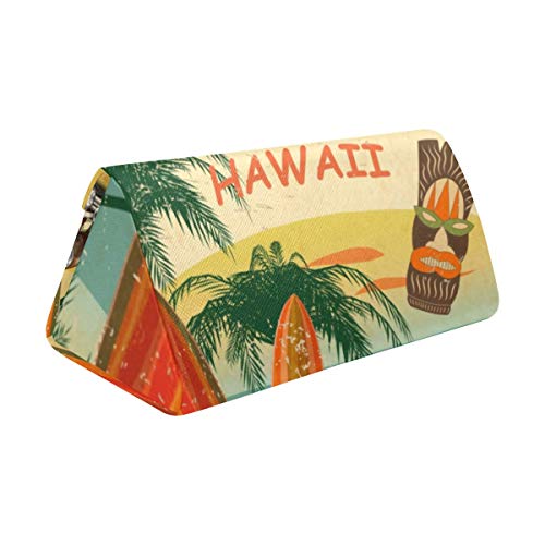 InterestPrint Hawaii Beach and Surfboard Foldable Eyeglass Case Triangular Sunglasses Case Hard Shell