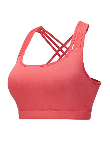 REGNA X NO BOTHER Women's Plunge neck PeekaBoo Cutouts Padded Sports Bra Tops, Re-order1_coral, XXX-Large