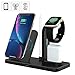 Wireless Charger, Acokki 4 in 1 QI Fast Charger Phone Holder Compatible with Airpods iPhone Samsung, Wireless Charging Holder Work for iWatch Series 4/3/2/1(Black)