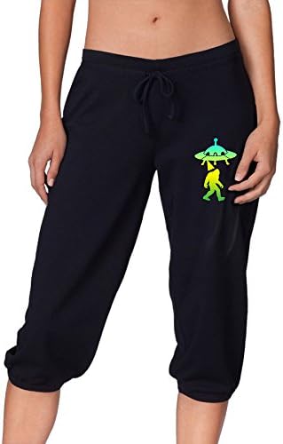 Bigfoot Alien UFO Abduction Women's Drawstring Elastic Cropped Jogger Pants