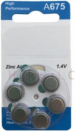 Hillflower 24 Pieces A675 Size 675  p675  675 PR44 Card 1.45V Heavy Duty Long Duration Hearing Aid Zinc Air Battery