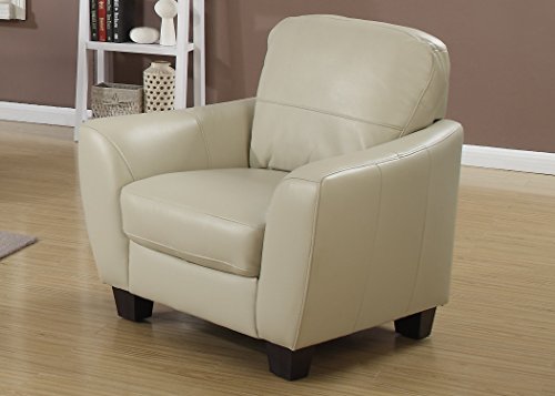 Christies Home Living Transitional Stationary Beige 1 Seat Living Room Arm Chair with Soft Leather-Like Fabric, Flared Arms & Tapered Feet