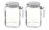 Bormioli Rocco Set Of 2 Frigoverre Glass Jug Pitcher With Hermetic Frosted Lid - 67.75 oz