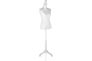 DRDINGRUI Female Mannequin Torso with Stand, Height Adjustable from 52'' to 67'' Dress Form with Tripod Base for Dress Jewelry Display