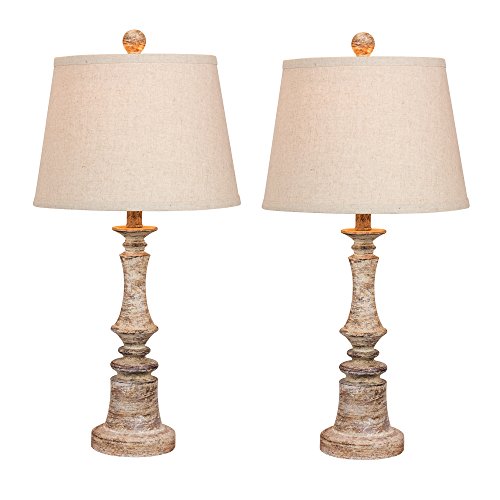 Cory Martin W-6240CABG-2PK Fangio Lighting's #6240CABG-2PK Pair of 26.5 in. Distressed Candlestick Resin Table Lamps in…