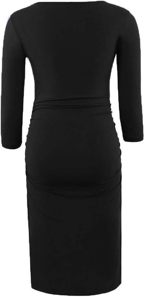 Liu & Qu Women's Maternity Bodycon Ruched Side Dress Casual Short & 3/4 Sleeve Dress for Daily Wearing Or Baby Shower at  Women’s Clothing store