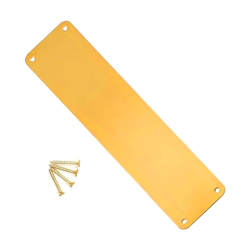 SISI UK Victorian Style Polished Brass Door Push Plate – 300mm x 75mm Finger Plate for Internal Doors with Screws