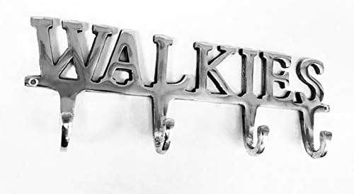 Chattels Walkies Dog Pet Lead Leash Holder Rack 4 Hooks Walkies Aluminium Wall Hook Hanger Chrome Colour, Silver / Chrome Colour