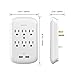 KING-LINK Multi Outlets, 6 Wall-Mount AC Outlets Surge Protector with Dual USB Charging Ports 3.1 Amp Adapter Plug, ETL Listed