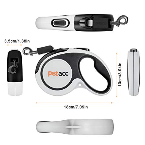 Petacc Retractable Dog Leash, Reuse Design, 360° Tangle Free, Heavy Duty Pet Walking Leash for Medium Dogs,16ft Strong Reflective Nylon Tape, One-Handed Brake, Pause, Lock(Grey, Medium) - Thumbnail 4