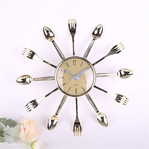 Imoerjia Living Room Creative Knife Fork Mute Wall Clock 3232Cm, Silver