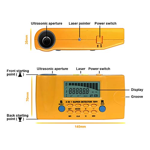all-sun 4 in 1 Ultrasonic Distance meter / Wood Stud Finder / Metal Detector / AC Wires Tracker