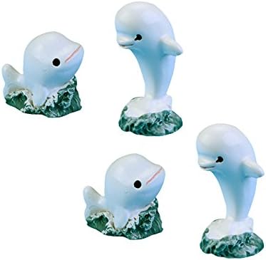 Dolphin Miniature Ornaments for DIY Fairy Garden Dollhouse Decoration (4 Pcs)