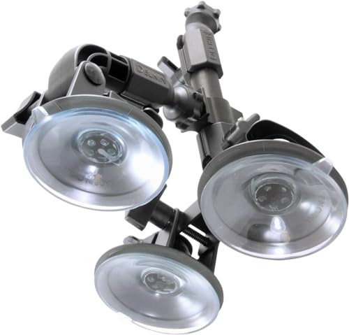 Delkin Devices Fat Gecko Triple Suction Camera Mount - Powerful Suction Cup Camera Mount for Car, Motorcycle, Desk, Window | Secure and Adjustable Action Camera Holder for Video Recording