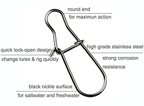 Fishing Swivel Snap Fishing Gear Tackle Accessories Fishing Lure Hook Connector Stainless Steel Duo-lock Snaps (#3 (pack of 100)) - Thumbnail 2