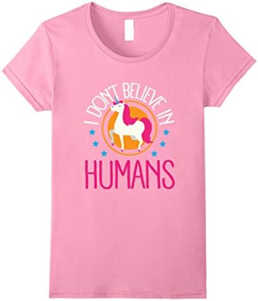Womens Unicorn I Don't Believe in Humans Novelty T-shirt Large Pink