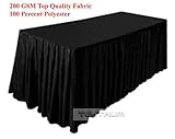 TEKTRUM 6' FT LONG FITTED TABLE SKIRT COVER FOR TRADE SHOW - THICK/HEAVY DUTY/DURABLE FABRIC (Black)