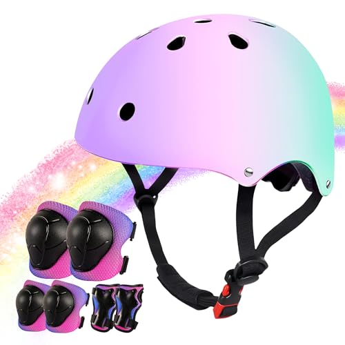 Kids Helmet Set for 3-14 Ages(Toddler/Kids/Youth) Girls and Boys, Ventilation and Impact Resistance Toddler Helmet for Multi-Sport Bicycle Scooter Inline Roller Skate and Skateboarding