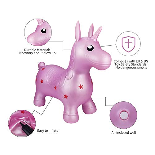 Unicorn Hopper, Horse Hopper, Bouncy Inflatable Animal Ride-on Toy for Children, Boys and Girls, Toddlers (Pump Included)