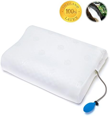 Newshimer Natural Latex Pillow for Sleeping - Premium Adjustable Loft &amp; Neck Pain Relief - Bed Pillow with Removable Washable Covers, Standard Size 1 Pack