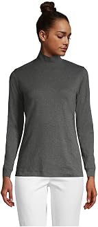 Women Long Sleeve Relaxed Cotton Mock 