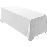 Surmente White Rectangle Tablecloth 90 x 156-inch Rectangular Polyester Table Cloth for Weddings, Banquets, or Restaurants